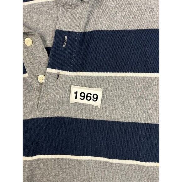 The Foundry Supply Co. 4XL Polo Shirt - Dark Blue Grey Striped 4XL Big & Tall - Picture 4 of 4